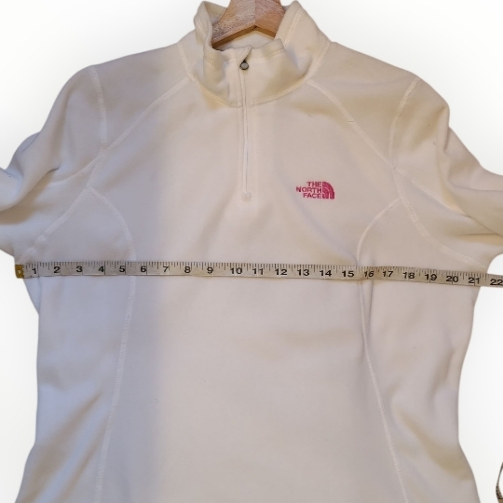 The North Face Polartec Classic 1/4 Zip Fleece Pullover Jacket White Pink Cancer - Picture 15 of 17